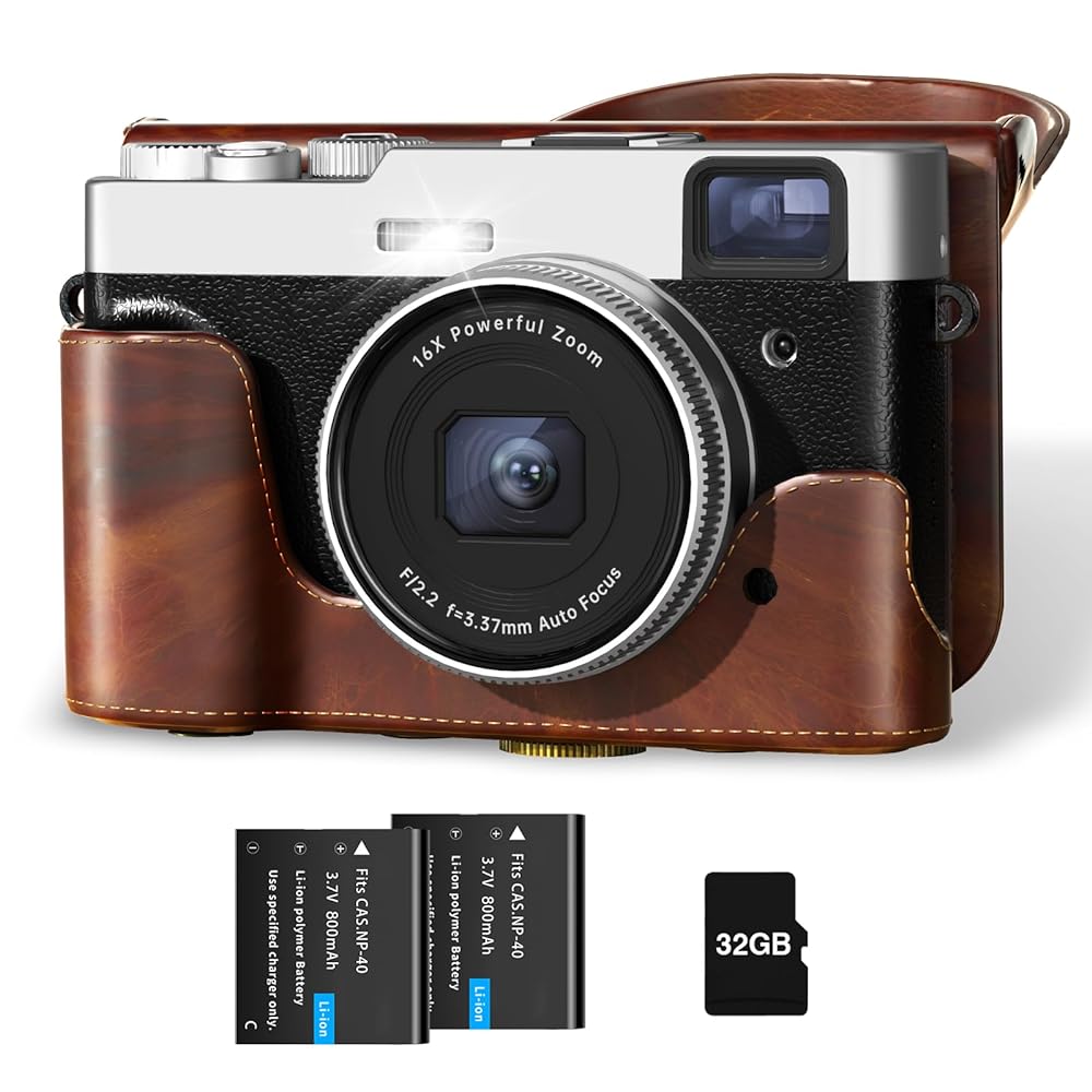 4K Digital Camera with Leather Case