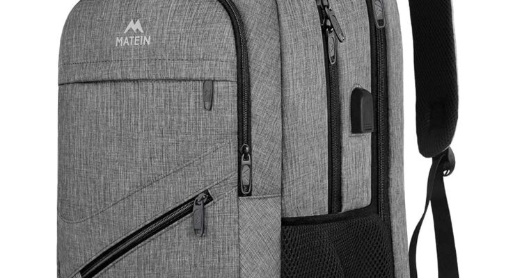 MATEIN Laptop Backpack: TSA Approved, USB Charger, Grey