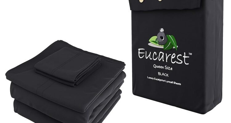 Organic Eucalyptus Lyocell Bed Sheets - Queen Size, Black