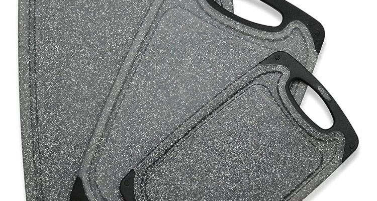 Plastic Cutting Board - Dishwasher Safe, Juice Grooves, Easy Grip Handle