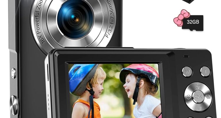 Portable Kids Digital Camera: FHD 1080P, 44MP, 16X Zoom