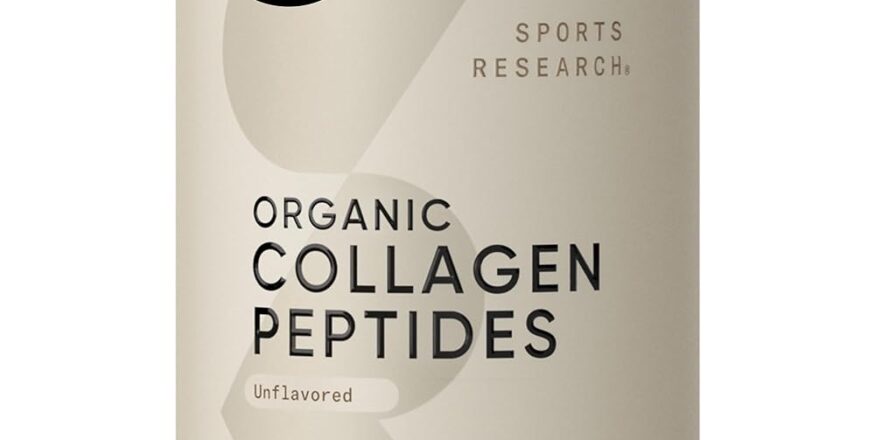 Sports Research Organic Collagen Peptides - Grass-Fed Collagen Protein Powder