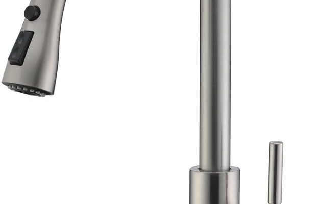 WEWE Brushed Nickel Pull Out Kitchen Faucet